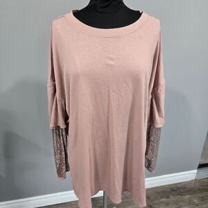 Free People Blush Tunic with Sequin Sleeves